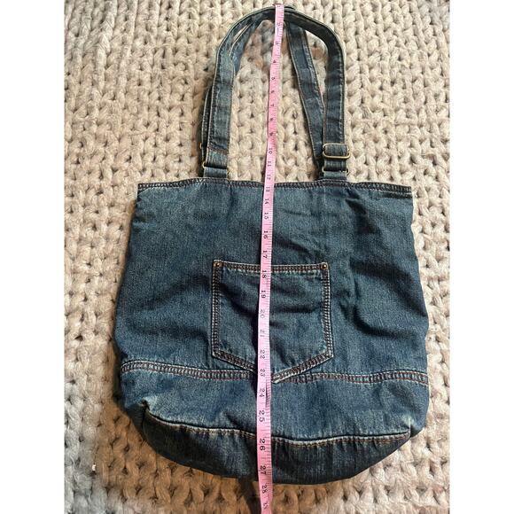 Denim tote, purse, jean pocket front - Picture 2 of 5
